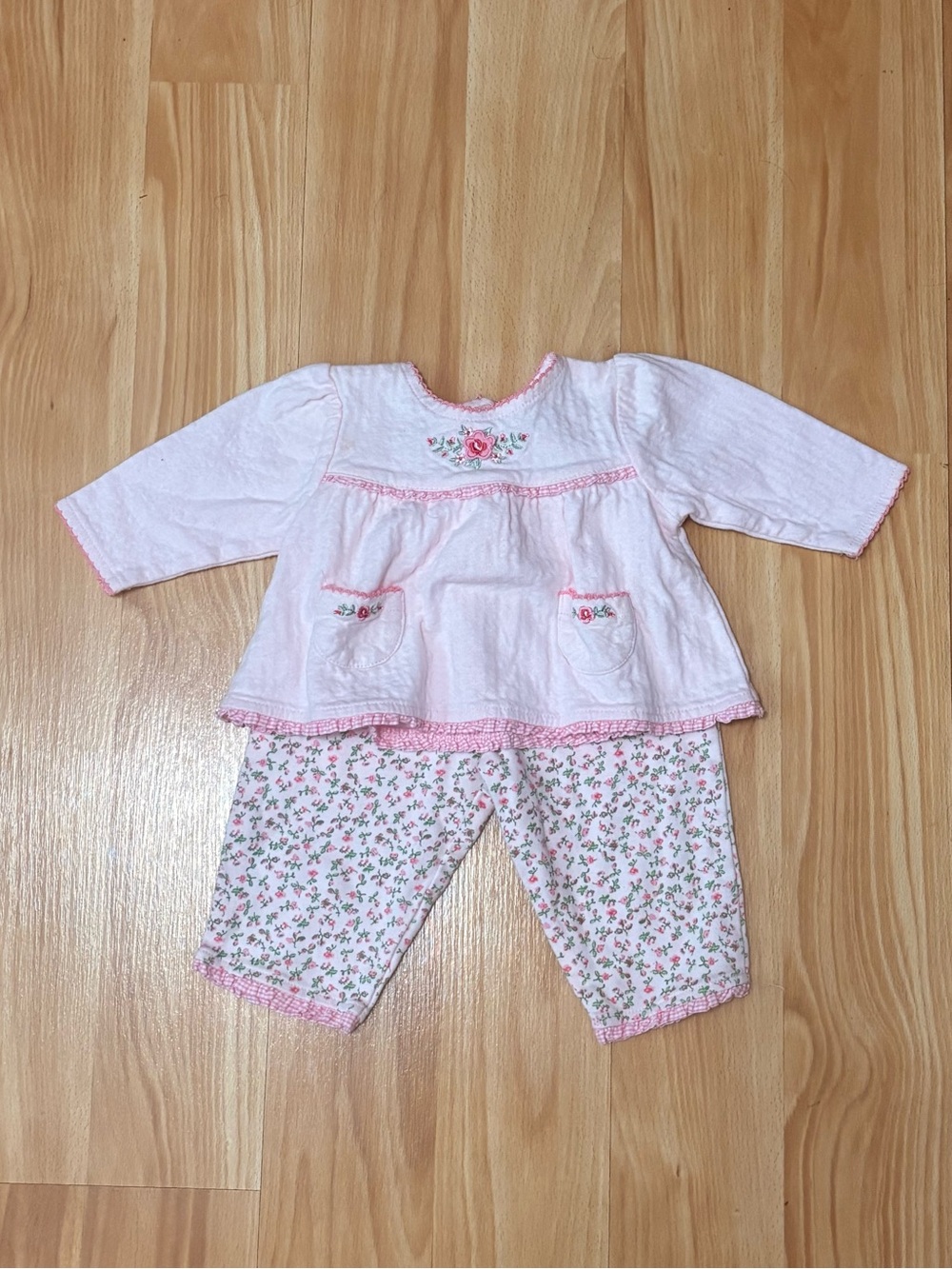 Vintage Vitamin Baby Pink Floral Two-Piece outfit set